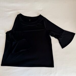 Talbots Womens Blouse Black Bell Sleeve Scoop Neck Stretch Lyocell Blend Top 2XL